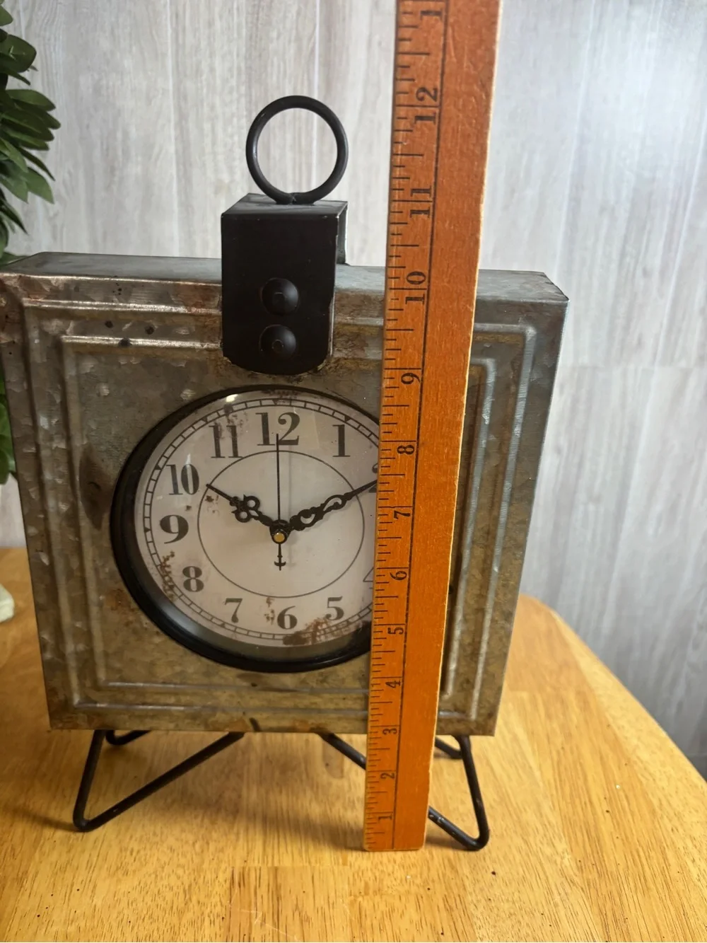 Rustic Industrial Galvanized Metal Tabletop Clock Farmhouse Decor